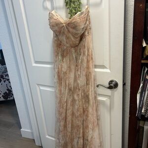 Elegant Cream and Brown Women's Dress
